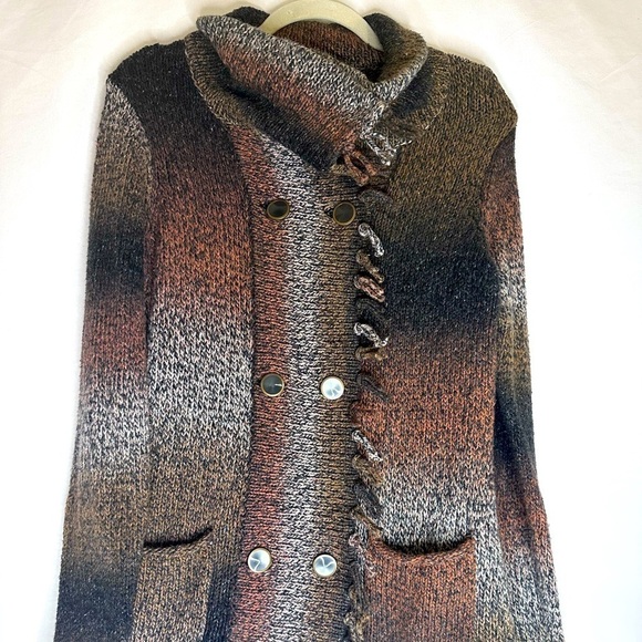 CABI 903 Cotton Silk Chunky Sweater Knit Frontier Fringed Cardigan - Picture 1 of 9